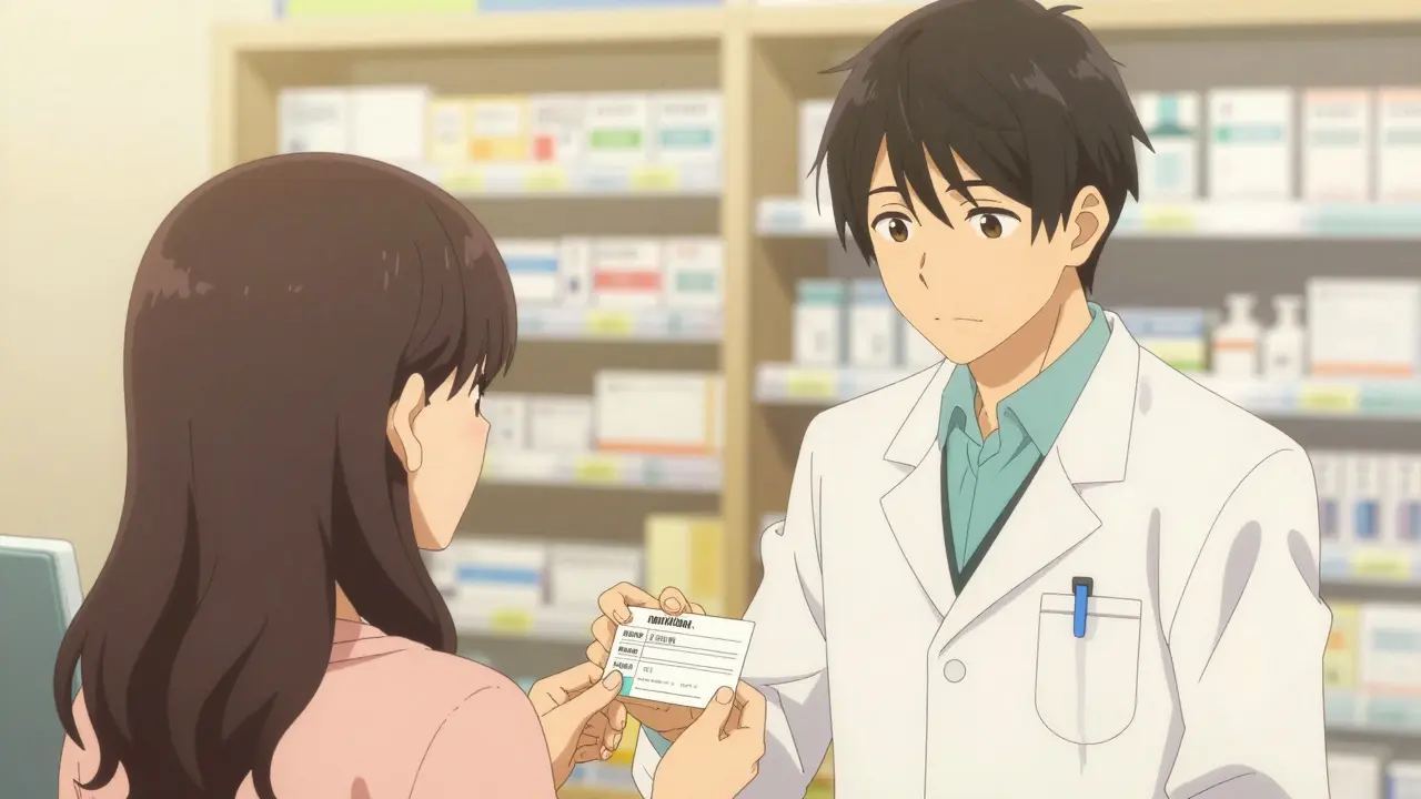 Consultation sécurisée avec un pharmacien pour vérification.