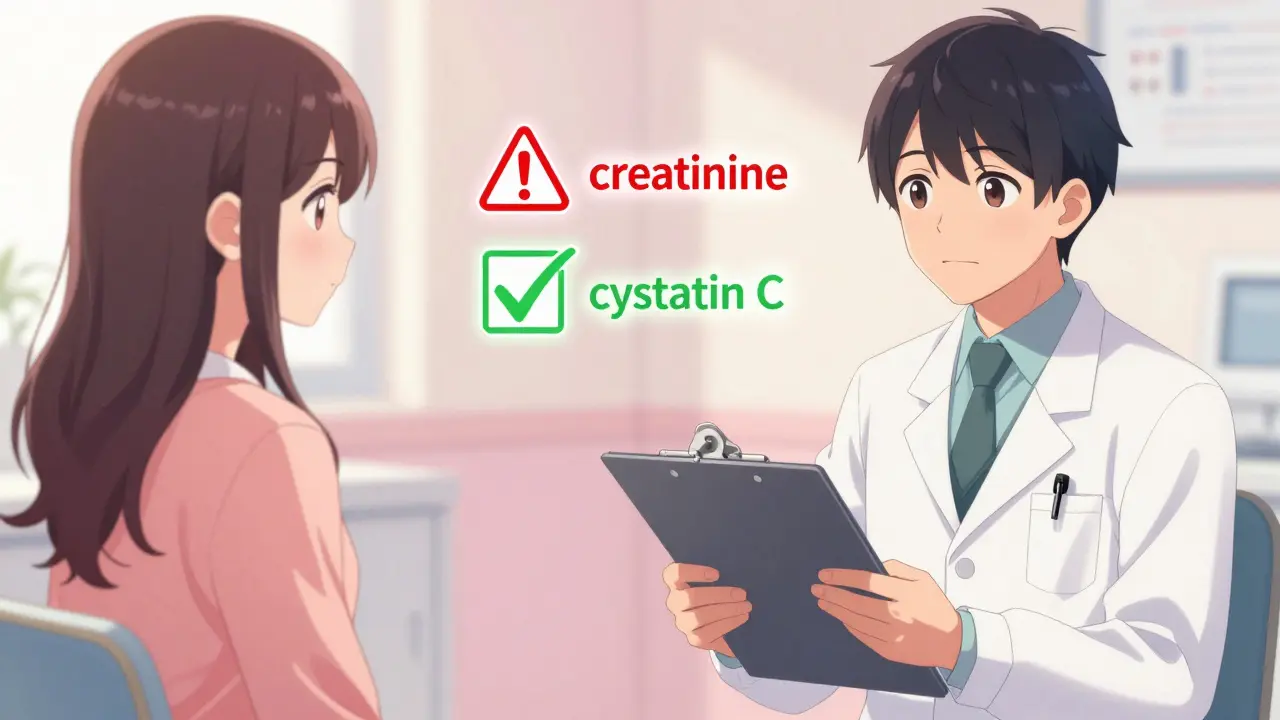 Médecin expliquant les résultats d'analyses sanguines à une patiente rassurée.