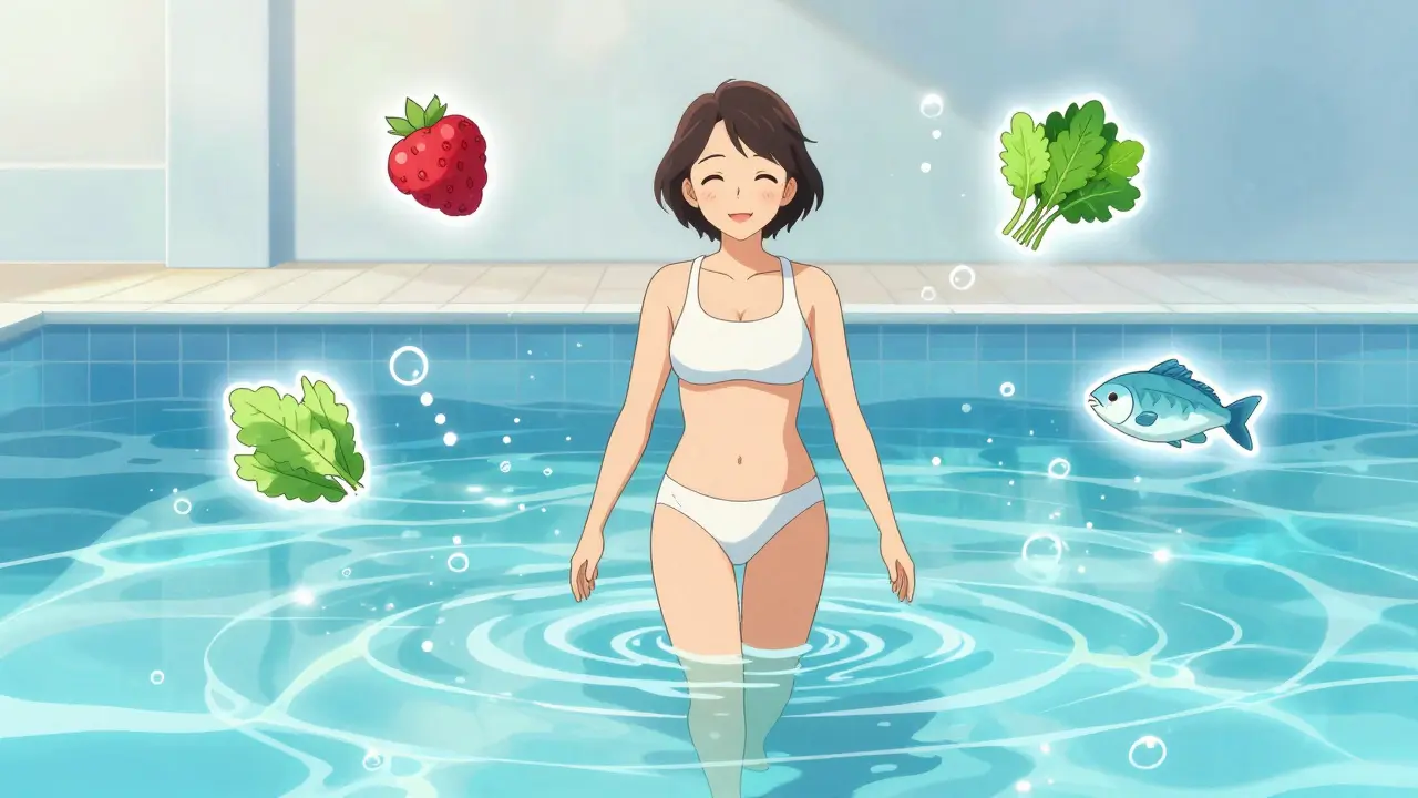 Femme faisant de l'exercice aquatique pour soulager l'arthrose