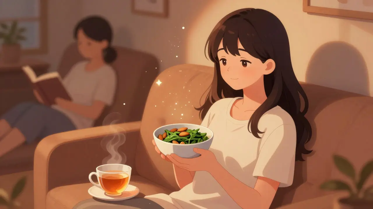 Rituel du soir apaisant avec amandes et tisane sans écrans