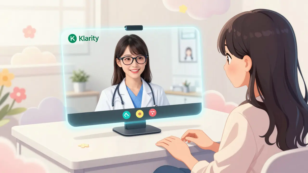 Consultation vidéo télé-médecine avec médecin souriant et patiente rassurée