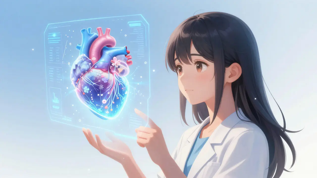 Interface futuriste d'IA pour soins personnalisés dans un style manga