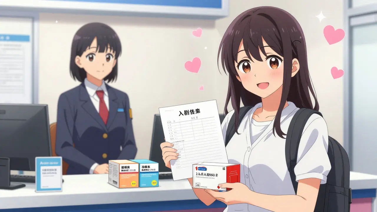 Voyageur confiant déclarant ses médicaments aux douanes